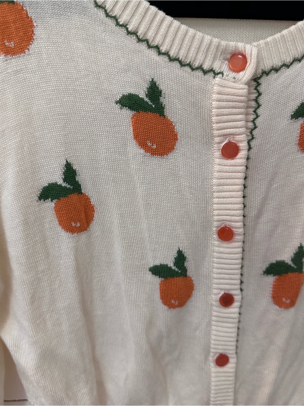 Voodoo Vixen XXL embroidered cream-oranges crop vintage inspired cardigan 50's - Picture 4 of 16